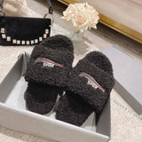 Designer new Paris Slippers fluffy sandal Designer womans teddy bear Slipper black Flat heel Casual Shoe luxurys tazz fuzzy Sliders Winter house sandale fur slides