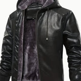 Stylish Men's PU Leather Hooded Jacket - Windproof, Waterproof, Thick, and Trendy for Spring and Autumn - Perfect for Outdoor Activities