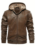 Stylish Men's PU Leather Hooded Jacket - Windproof, Waterproof, Thick, and Trendy for Spring and Autumn - Perfect for Outdoor Activities