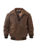 Premium Genuine Leather Mens Flight Bomber Jacket - Authentic Aviator Style, Air Force Inspired, Timeless & Durable