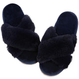 Winter Womens Fuzzy Slippers Warm Fluffy Indoor House Shoes Outdoor Antiskid Slippers Fashion Soft Open Toe Bedroom Slippers 240830