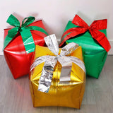 3pcs Set 22" Christmas Gift Box Balloons with Assorted Ribbons - Perfect for Holiday Parties & Decorations, No Power Needed