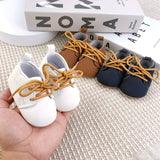 0-3 Months Infant Sneakers: Soft Baby Shoes with Lace Closure, Spring/Autumn Collection, Low Top, PU Leather, EVA Sole, and Fabric Lining