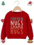 Boys CHICKEN NUGS&MAMA HUGS Graphic Sweatshirt - Soft Fleece, Thick & Cozy, Perfect for Spring, Fall, and Winter - Fun Alphabet Print Top