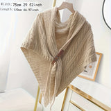 Warm Triangle Shawl Scarf - Thick Knitted, PU Buckle, Casual, Elastic, Perfect for Autumn & Winter Outdoor Activities