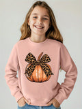 Cozy & Cute Girls' Pumpkin Print Sweatshirt - Soft Polyester, Round Neck Long Sleeve Pullover For Fall/Winter Sweatshirt For Women Sweaters For Women Cardigan