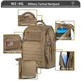 Outdoor Bags Military Tactical Backpack 3 Day Assault Pack Army Molle Bag 38/45L Large Outdoor Waterproof Hiking Camping Travel 600D Rucksack 231011