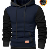 Stylish Patchwork Hooded Sweatshirt - Fashion Hoodies with Contrast Color, Kangaroo Pocket, and Long Sleeve for Casual Daily Outerwear