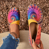 Vibrant Geometric Print Canvas Loafers - Ultra-Lightweight, Slip-On, Comfortable Flat Shoes for Women - Perfect for Daily Wear, Summer, Fall, and Independence Day Celebrations