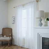 2pcs Solid Color Sheer Curtains, Light Filtering Privacy Voile Drapes, Sheer Window Curtains For Bedroom Living Room, Home Decoration, Room Decoration