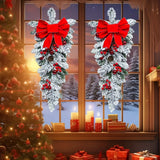 2pcs 23.62" Christmas Teardrop Swags - Flocked Artificial Garland for Door, Wall & Fireplace Decor | Rustic Holiday Home Accents