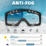 [Double Pack] Adult Cool Ski Goggles Anti-fog and Wind OTG Extra Large Double Layer PC Lens Skiing and Ice Skating VLT10%