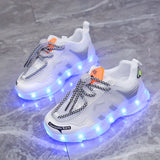 Vibrant Night Light Shoes - Rechargeable, Colorful, Luminous, Mesh Breathable, Spring and Summer Essential for Boys and Girls - Casual Sports Shoes with Nighttime Visibility