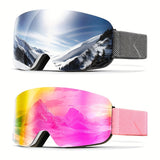 [Double Pack] Adult Cool Ski Goggles Anti-fog and Wind OTG Extra Large Double Layer PC Lens Skiing and Ice Skating VLT10%