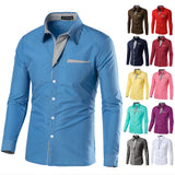 GREATNFB EBay Fashion Shirt Contrast Color Men's Shirt Striped Foreign Trade Long Sleeve Men's Shirt New