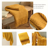 1pc Soft & Warm Multifunctional Knitted Throw Blanket - Perfect for Sofa, Car, Bed, and Outdoor Use - Tassel Trim, Versatile, and Cozy for All Seasons