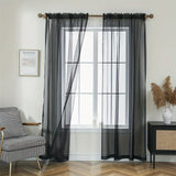 2pcs Solid Color Sheer Curtains, Light Filtering Privacy Voile Drapes, Sheer Window Curtains For Bedroom Living Room, Home Decoration, Room Decoration