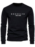 LHeurystic Men's Athletic Long Sleeve Tee - Breathable, Stretchy Polyester Blend with Letter Print for Outdoor & Casual Wear