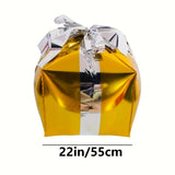 3pcs Set 22" Christmas Gift Box Balloons with Assorted Ribbons - Perfect for Holiday Parties & Decorations, No Power Needed
