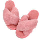 Winter Womens Fuzzy Slippers Warm Fluffy Indoor House Shoes Outdoor Antiskid Slippers Fashion Soft Open Toe Bedroom Slippers 240830