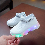 Comfy LED Sneaker Shoes for Girls and Boys - Breathable, Lightweight, Knit Upper, Outdoor Sock Shoes for Spring and Summer with LED Accents - Perfect for Casual Wear