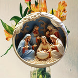 Nativity Christmas Ornament Acrylic 3D Effect Christmas Hanging Ornament Home Decor Living Room Decor Festival Decor Hanging Ornament