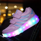 Rollerblaze LED Light-Up Shoes for Kids - Vibrant Two-Wheel Skate Sneakers with Flashing Luminous Lights, Adjustable Straps, and Sturdy Wheels for Boys, Girls, and Teens - Fun, Safe, and Durable Way to Roll Around with Confidence