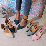 Elegant Spring-Ready Low Heel Flats – Lightweight, Pointed Toe with Secure Ankle Strap, Versatile Solid Color