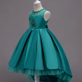 Girls Gorgeous High-low Tail Tutu Dress Kids Clothes Christmas Gift Birthday Wedding Performance