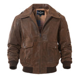 Premium Genuine Leather Mens Flight Bomber Jacket - Authentic Aviator Style, Air Force Inspired, Timeless & Durable