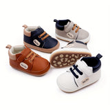 Boy's Non Slip Soft Sole Faux Leather Shoes, Durable Casual Sneakers For Kid's Outdoor Activities