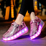 Bright LED Roller Shoes for Boys - Fashionable & Fun, Dual-Wheel Skate Sneakers for All Seasons Outdoor Adventure