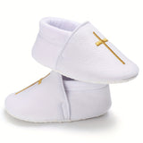 Baby Boys Baptism Cross No Tie Sip On Sneakers, Toddlers Crib Walking Shoes With Assorted Colors