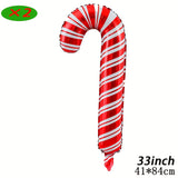 2pcs 33-Inch Extra Large Cane Aluminum Film Balloons - Vibrant Christmas Party Decorations with Durable Cane Handles - Perfect for Indoor Outdoor Festive Celebration Props