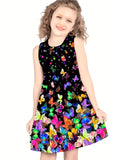 Girls' Sleeveless Summer Dress - Charming Butterfly Print - Trendy and Casual Design for Playdates and Everyday Fun