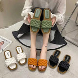 Slippers NEW Sandals Women Open Toe Walking Solid Color Womens Shoes Woven Beach Female Lightweight Chaussure Femme H240322