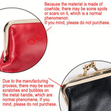 Mini Genuine Leather Coin Purse, Vintage Kiss Lock Wallet, Portable Clutch Storage Bag With Keychain