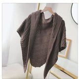 Warm Triangle Shawl Scarf - Thick Knitted, PU Buckle, Casual, Elastic, Perfect for Autumn & Winter Outdoor Activities