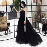 Evening Dress for Women  New Banquet Dress Annual Party Party Mesh Slimming Black Camisole Host Dress