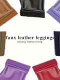Faux Leather Leggings For Women Tummy Control Stretch High Waist Pleather Pants With Thin Fleece Lined