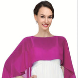 Luxurious Chiffon Evening Shawl - Stylish Solid Color, Lightweight & Breathable - Elegant Ladies Pullover Cloak for Casual Outerwear, Versatile All-Season Drapey Cover-Up