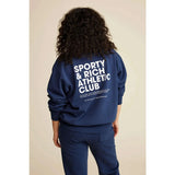 Sporty Rich Fleece Hoodies Designer Club Sweatshirts Navy Letter Printed Cotton Women Sweater Pullover Jumpers