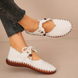 Womens Chic Lace-Up Flats - Seamless Solid Color, Pillow-Soft Sole - Casual, Comfortable, Round Toe Design for Everyday Wear