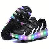 Rollerblaze LED Light-Up Shoes for Kids - Vibrant Two-Wheel Skate Sneakers with Flashing Luminous Lights, Adjustable Straps, and Sturdy Wheels for Boys, Girls, and Teens - Fun, Safe, and Durable Way to Roll Around with Confidence