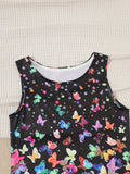 Girls' Sleeveless Summer Dress - Charming Butterfly Print - Trendy and Casual Design for Playdates and Everyday Fun