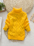 Cozy Cable Knit Long Sleeve Turtleneck Sweater for Girls - Soft, Warm, and Elegant Winter Knitwear - Long Knitted Tops for Cold Weather