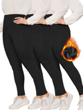 3 Pieces Thermal leggings for women in Fall and Winter, thin fleece high waist leggings workout yoga pants