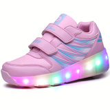 Rollerblaze LED Light-Up Shoes for Kids - Vibrant Two-Wheel Skate Sneakers with Flashing Luminous Lights, Adjustable Straps, and Sturdy Wheels for Boys, Girls, and Teens - Fun, Safe, and Durable Way to Roll Around with Confidence