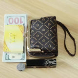 Retro Mini Clutch Wallet, Classic Kiss-Lock & Zipper Coin Purse, Card Case With Removable Wristlet