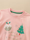 Girls Christmas Cartoon Graphic Crew Neck Pullovers Cotton Comfortable Casual Long Sleeve Sweatshirt Top